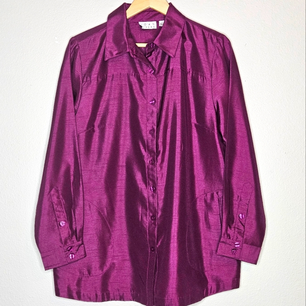 Joan Rivers Button Down Long Sleeve Shirt Size L